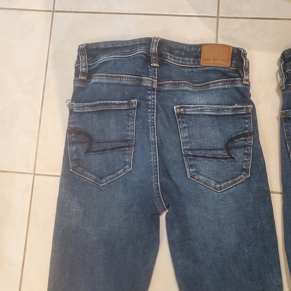 2 PAIR American Eagle Outfitters women's size 0 SHORT length ripped skinny jeans - Picture 9 of 9